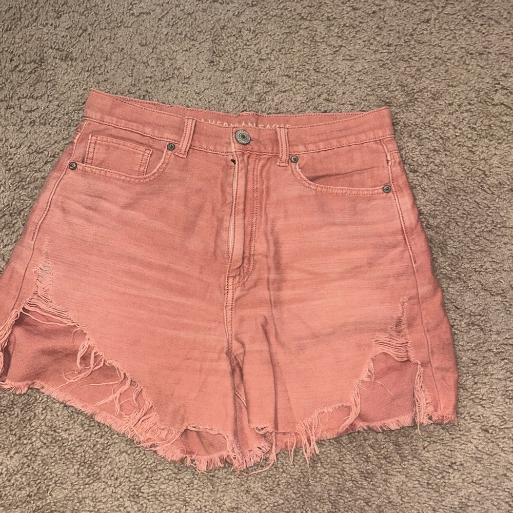 Women's Pink Distressed Shorts